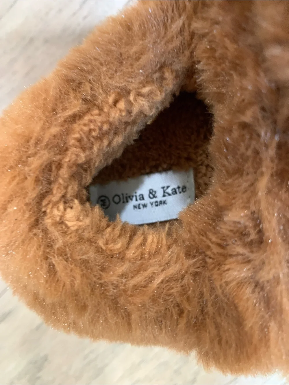 Olivia & Kate Brown Bunny Plush Slippers with Pink Nose Toddler Medium